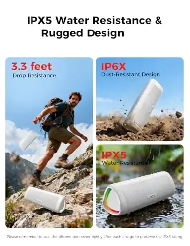 BolaButty Bluetooth Speaker with HD Sound, Portable Wireless, IPX5 Waterproof, Up to 20H Playtime, TWS Pairing, BT5.3, for Home/Party/Outdoor/Beach, Electronic Gadgets, Birthday Gift (White) - 4