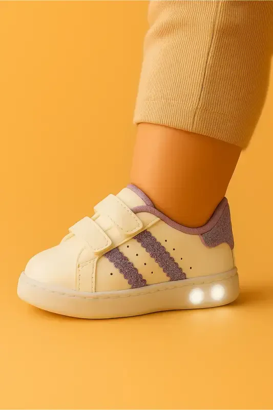 Bolaga o'tirgan qizcha uchun birinchi qadam poyabzallari - 1