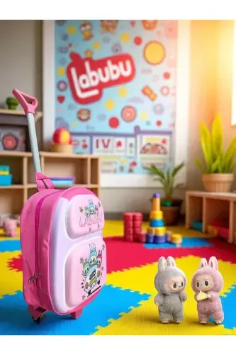 Bolalar bog'chasi bog'chasi bolalar chamadani ryukzak g'ildirakli g'ildirakli-LABUBU - 2