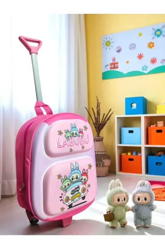 Bolalar bog'chasi bog'chasi bolalar chamadani ryukzak g'ildirakli g'ildirakli-LABUBU - 5