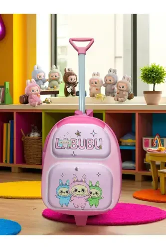 Bolalar bog'chasi Bolalar bog'chasi Bolalar chamadoni Ryukzak Trolley g'ildirakli-Pushti - 3