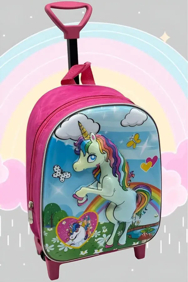 Bolalar bog'chasi Bolalar uchun Tortib olish Unicorn Pony Ot bosilgan 3-6 yosh 3d Kabartmalı Orqa Maktab sumkasi - 2