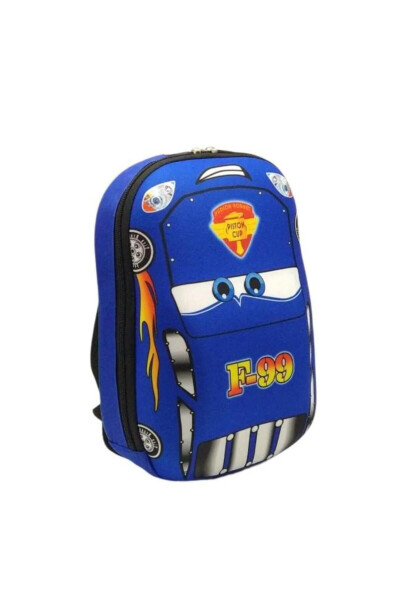 Bolalar bog'chasi va maktabgacha ta'lim muassasasi bolalar uchun orqa maktab sumkasi Cars F99 (ko'k) 3-6 yosh 5D relyefli 33CM - DZC KUZENLER ÇANTA (1)