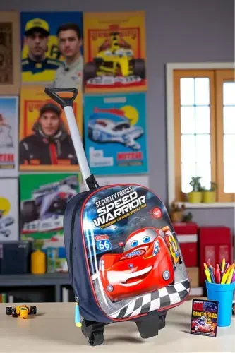 Bolalar bog'chasi, yasli, bolalar chamadani, ryukzak, tortma, g'ildirakli - Qora - 2