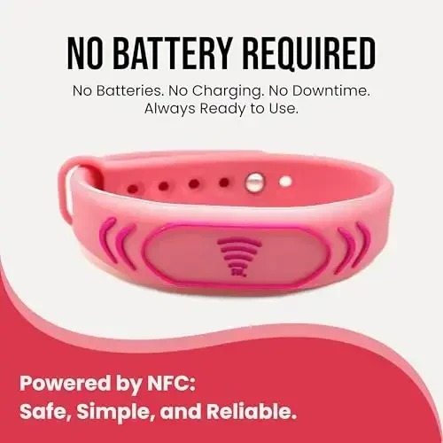 Bolalar ID bilaguzuk - NFC favqulodda aloqa bilaguzuk, sozlanishi 5,5–7,5”, suv o‘tkazmaydigan silikon xavfsizlik tasmasi, GPS emas, sayohat va maktab bolalar xavfsizligi bilaguzuk - 5