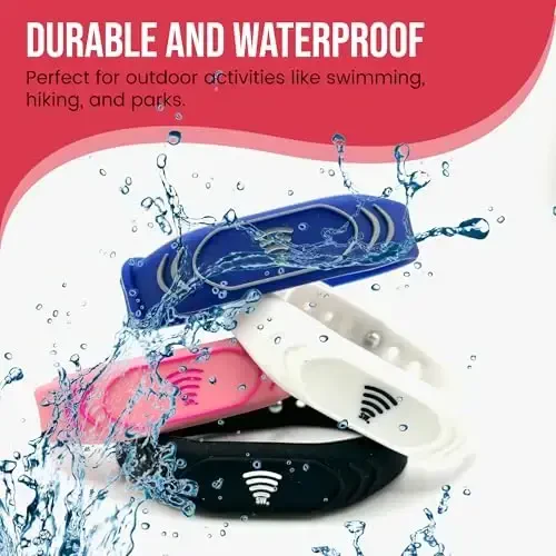 Bolalar ID bilaguzuk - NFC favqulodda aloqa bilaguzuk, sozlanishi 5,5–7,5”, suv o‘tkazmaydigan silikon xavfsizlik tasmasi, GPS emas, sayohat va maktab bolalar xavfsizligi bilaguzuk - 6