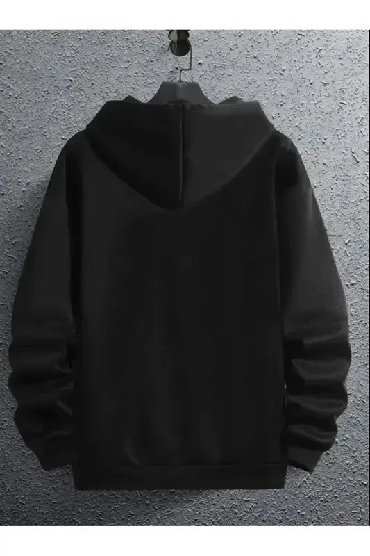 Bolalar Kapüşonli O'g'il-qiz Bunnies Bosmali Qora Fermuarli Kardigan-mdl1 - 2