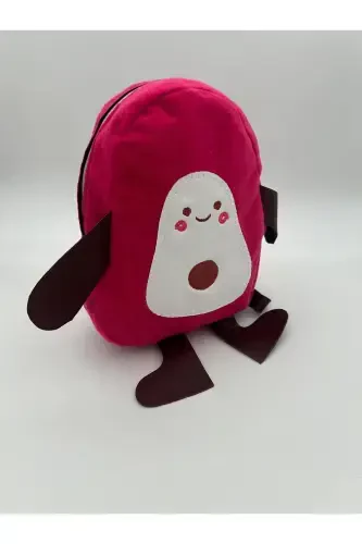 Bolalar kulayotgan yuzli naqshli uy maktabgacha yoshdagi ryukzak - och qizil - 1