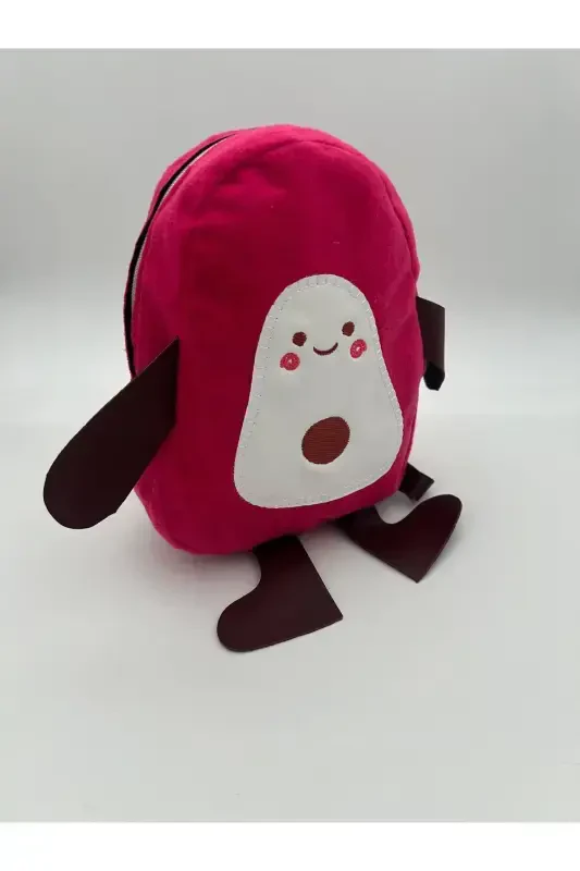 Bolalar kulayotgan yuzli naqshli uy maktabgacha yoshdagi ryukzak - och qizil - 1