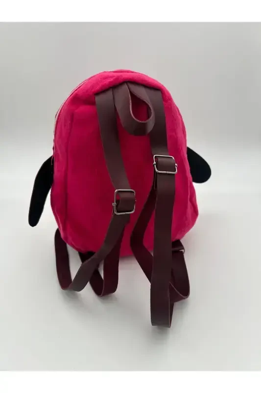 Bolalar kulayotgan yuzli naqshli uy maktabgacha yoshdagi ryukzak - och qizil - 2