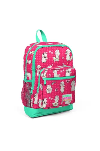 Bolalar Neon marjon suv yashil alpaka naqshli 3 qismli maktab sumkasi to'plami SET0123466-Neon marjon 