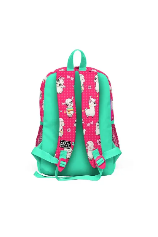 Bolalar Neon marjon suv yashil alpaka naqshli 3 qismli maktab sumkasi to'plami SET0123466-Neon marjon - 4