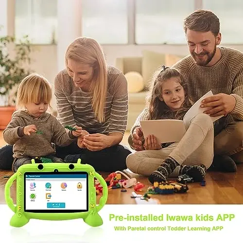Bolalar plansheti, 7 dyuymli planshet, bolalar uchun g'ilof bilan, 2-10 yoshli bolalar uchun ta'limiy planshet Android 11, 3GB RAM+32GB ROM xotirasi, WiFi, Bluetooth, Google Play YouTube bilan, qiz bola uchun sovg'a (yashil) - 5