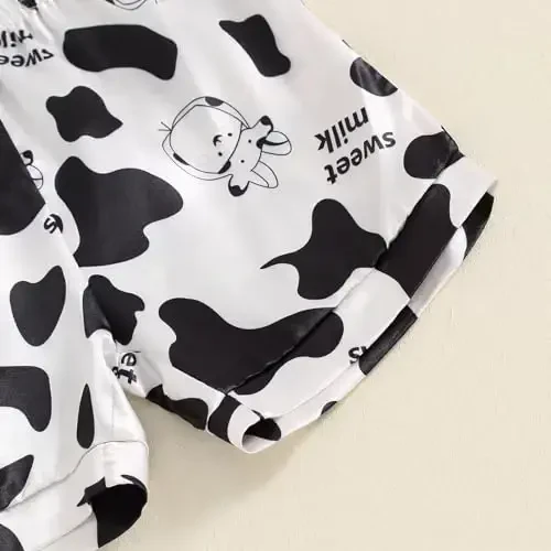 Bolalar Qizaloq Bola Satin Pijama To'plami Qisqa yengli Tugmali Ko'ylak Va Shortilar Pjs Yozgi Uyqu Kiyimi Tun Kiyimi - 7