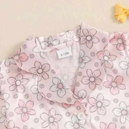 Bolalar qizaloq o'g'il bola atlas pijama to'plami Qisqa yengli tugmali ko'ylak va shortilar Pjs yozgi uyqu kiyimlari - 4