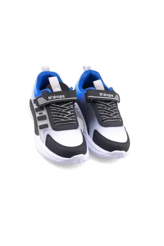Bolalar sport poyabzali | Ortopedik - Sirpanmaydigan - Yengil va Qulay | Velcro | Kundalik va Maktab uchun - Qora / Muz / Firuza - N DROPS (1)