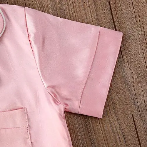 Bolalar Toddler Baby Girl Boy Atlas Pajamalar Komplekti Qisqa Yengli Tugmali Pajama Ko'ylagi Top+Shorts Pastki Kiyimlar Uxlash Kiyimlari - 5