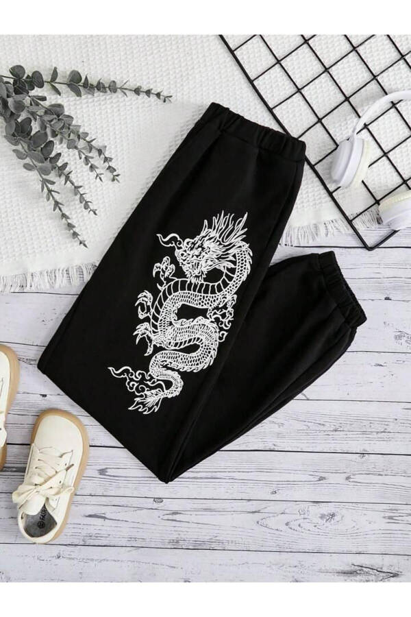Bolalar uchun ajdarho naqshli jogger shim - 1