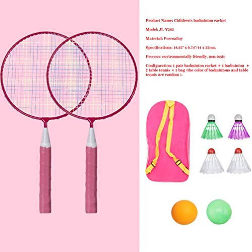 Bolalar uchun badminton raketkasi 1 juft, bolalar uchun yopiq / ochiq sport o'yini uchun nilon qotishma bardoshli badminton raketkasi to'plami (4 badminton va 2 stol tennisi kiradi) - 3