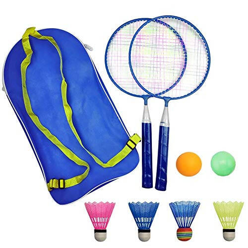 Bolalar uchun Badminton Raketkasi 1 juft, Neylon Qotishmali Bardoshli Badminton Raketkasi To'plami Bolalar uchun Ichki/Tashqi Sport O'yini (4 Badminton va 2 Stol Tennisi bilan) - 1