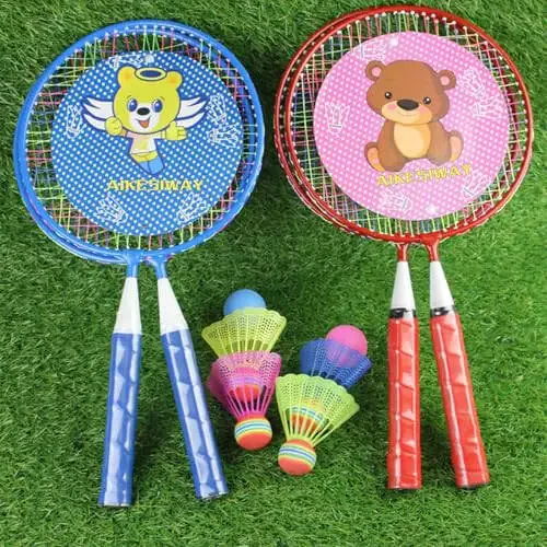 Bolalar uchun Badminton Raketkasi 1 juft, Neylon Qotishmali Bardoshli Badminton Raketkasi To'plami Bolalar uchun Ichki/Tashqi Sport O'yini (4 Badminton va 2 Stol Tennisi bilan) - 6