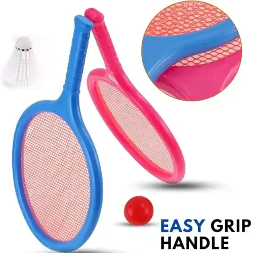 Bolalar uchun badminton raketkasi to'plami, 2 ta raketka, to'p va volan - kichik bolalar bog'chasi talabasi ochiq havoda sport o'yinlari tennis raketkasi o'yini plyaj o'yinchoqlari - MODAZONE