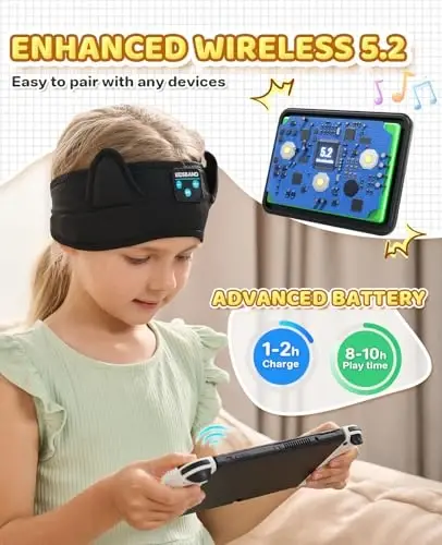 Bolalar uchun boshbog'li naushniklar - Sozlanishi mumkin boshbog'li, onlayn o'qish, samolyot, sayohat, planshet, iPad, kompyuter uchun 3,5 mm lik uyali, buklanadigan - 3