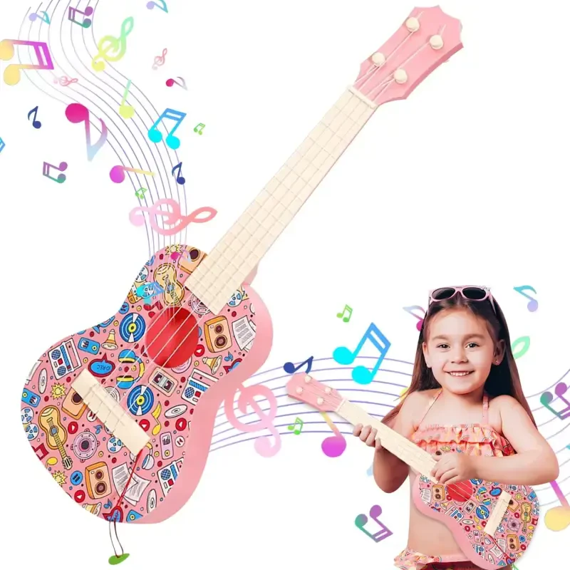 Kids Guitar Toy, Musical Instruments Learning Educational Toys, Guitar Toys Toy for Toddler Kid Girls Children Age 4 5 6 7 8 9 10 Year Old-PINK - 6