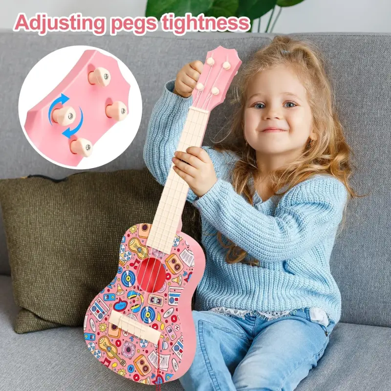 Kids Guitar Toy, Musical Instruments Learning Educational Toys, Guitar Toys Toy for Toddler Kid Girls Children Age 4 5 6 7 8 9 10 Year Old-PINK - 4