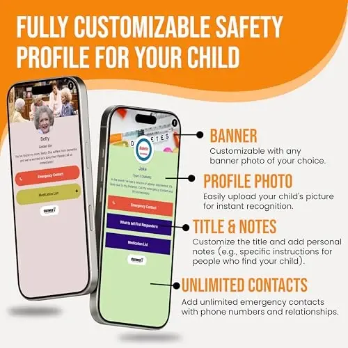 Bolalar uchun ID bilaguzuk – Oʻrnatilgan NFC xavfsizlik bilaguzuk, favqulodda aloqa maʼlumotlari uchun bolalar ID tasmasi, suv oʻtkazmaydigan silikon, GPS emas, bilak yoki toʻpiqda taqing, tema parklar, sayohat va plyajlar uchun ideal - 4