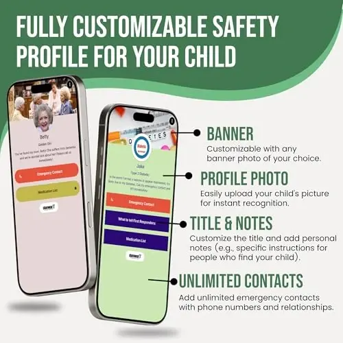 Bolalar uchun ID bilaguzuk – O'rnatilgan NFC xavfsizlik bilaguzuk, favqulodda vaziyatlarda aloqa ma'lumotlari uchun slip-on bolalar ID tasmasi, suv o'tkazmaydigan silikon, GPS emas, bilak yoki to'piqda taqing, tematik parklar, sayohat va plyajlar uchun ideal - 4