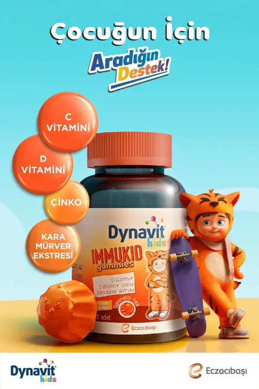 Bolalar uchun Immukid Jeli 60 dona apelsin ta'mli chaynaladigan - 3