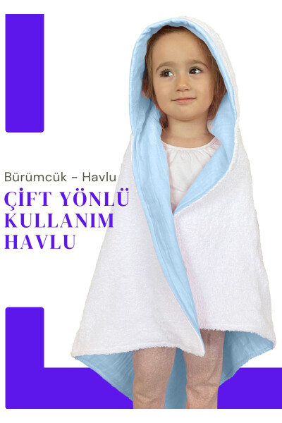 Bolalar uchun kaputli muslin sochiq, cho'ldan, hammom sochiq, paxta plyaj sochiq, ikki tomonlama ishlatish - 9