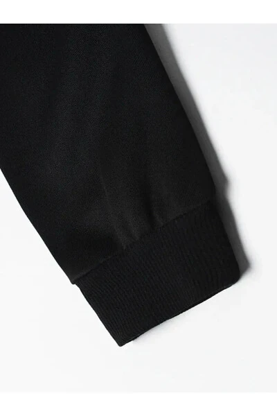 Bolalar uchun kaputli o‘g‘il-qizlar uchun bosilgan qora kulrang fermuarli ko‘ylagi - 6