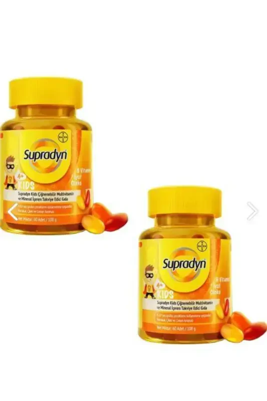 Bolalar uchun Ko'pvitamin va Mineralli Chaynaladigan Tabletkalar (60 tabletka x 2) - SUPRADYN