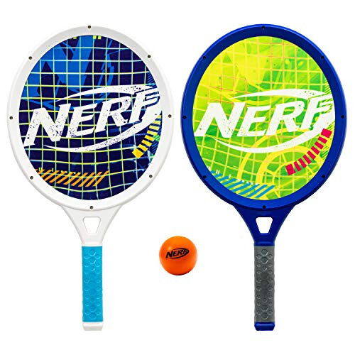 Bolalar uchun NERF ko'pikli tennis to'plami - 2 o'yinchi bolalar uchun tennis to'plami - Jumbo raketkalar va ko'pikli tennis to'pi - Yopiq tennis to'plami - (2) raketka va ko'pikli to'p kiritilgan - 1