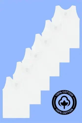 Bolalar uchun oq liboslari 6 dona 100% paxta pika - BÜYÜKBEDENIZ (1)