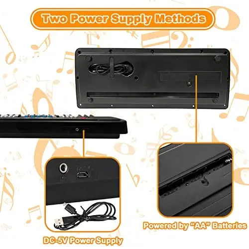 Bolalar uchun pianino klaviaturasi, EOOLEOW 37 tugmachali mikrofonli bolalar uchun ko'chma elektron pianino - 3 4 5 6 7 8 9 yoshli o'g'il va qizlar uchun musiqiy klaviatura pianino o'yinchoqlari (qora) - 5