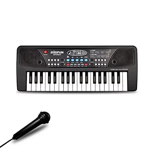 Bolalar uchun pianino klaviaturasi, EOOLEOW 37 tugmachali mikrofonli bolalar uchun ko'chma elektron pianino - 3 4 5 6 7 8 9 yoshli o'g'il va qizlar uchun musiqiy klaviatura pianino o'yinchoqlari (qora) - MODAZONE