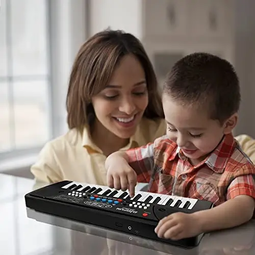 Bolalar uchun pianino klaviaturasi, EOOLEOW 37 tugmachali mikrofonli bolalar uchun ko'chma elektron pianino - 3 4 5 6 7 8 9 yoshli o'g'il va qizlar uchun musiqiy klaviatura pianino o'yinchoqlari (qora) - 6