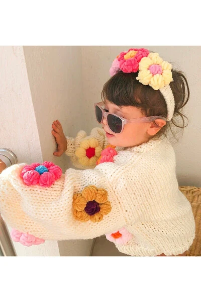 Bolalar uchun romashkali kardigan, chaqaloq gulli ko'ylagi, ko'p rangli oversize salqin puflagan palto - 3