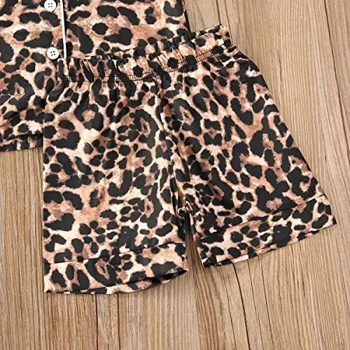Bolalar uchun Satin Pijama to'plami Qiz Bola O'g'il Bola Kalta Yengli Tugmali Pijama Ko'ylagi Top+Shortiklar Uxlab Yotish Kiyimlari - 6