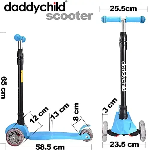 Bolalar uchun skuter, bolalar uchun 3 g'ildirakli skuter, bolalar / kichkintoylar uchun o'yinchoq, sozlanishi balandlik, sirpanishga qarshi platforma, miltillovchi g'ildirak chiroqlari, 3-12 yoshli o'g'il bolalar / qizlar uchun - 6