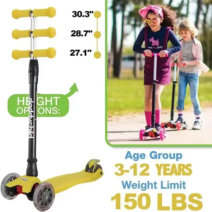 Scooters for Kids 3 Wheel Kick Scooter for Toddlers Girls & Boys, 4 Adjustable Height, Lean to Steer, Extra-Wide Deck, Light Up Wheels for Children from 3 to 14 Years Old - 2