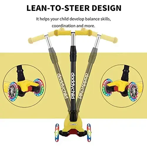 Scooters for Kids 3 Wheel Kick Scooter for Toddlers Girls & Boys, 4 Adjustable Height, Lean to Steer, Extra-Wide Deck, Light Up Wheels for Children from 3 to 14 Years Old - 5