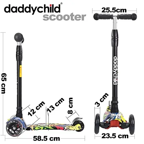 Bolalar uchun skuterlar 3 g'ildirakli tepish skuteri Toddler qizlar va o'g'il bolalar uchun, 4 sozlanishi balandlik, boshqarish uchun eğim, juda keng taxta, 3 yoshdan 14 yoshgacha bo'lgan bolalar uchun yoritgichli g'ildiraklar - 4