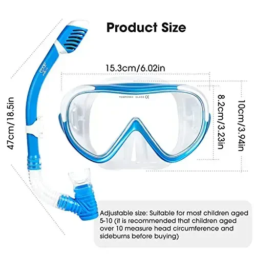 Bolalar uchun snorkel to'plami, bolalar uchun sho'ng'in niqobi, tumanga qarshi suzish ko'zoynaklari va quruq snorkel, 4-14 yoshdagi o'g'il-qizlar uchun snorkel uskunalari - 4