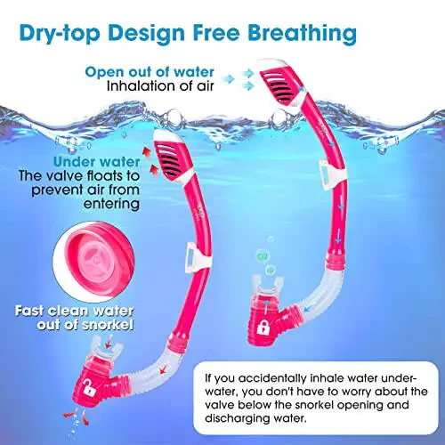 Bolalar uchun Snorkeling to'plami, Bolalar uchun suv osti maskasi, tumanlanmaydigan suzish ko'zoynaklari va quruq snorkel, yosh o'g'il va qizlar uchun 4-14 yoshli bolalar uchun Snorkeling jihozlari - 3