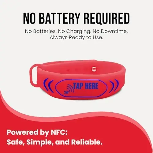 Bolalar uchun sozlanishi mumkin bo'lgan ID bilaguzuk – “Shu yerga teging” logotipi bilan NFC aqlli xavfsizlik tasmasi, nutqiy bo'lmagan bolalar va tibbiy ma'lumot uchun bolalar ID bilaguzuk, suv o'tkazmaydigan silikon, GPS emas, obuna yo'q - 5
