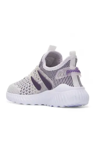 Bolalar Unisex Kundalik Oq Binafsha Elastik Qulay Nafas Oluvchi Triko Elastik Yengil Zamonaviy Sneaker Sport Poyabzali-Oq - 4